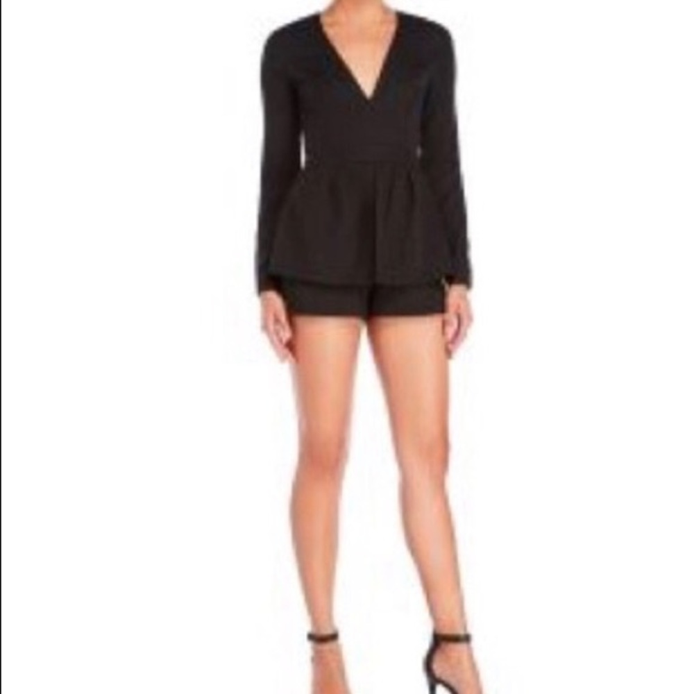 Red V-neck peplum romper